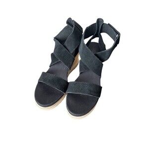 Ugg Wedges Ileana Ankle Womens Sz 10 Black Suede Platform Heels